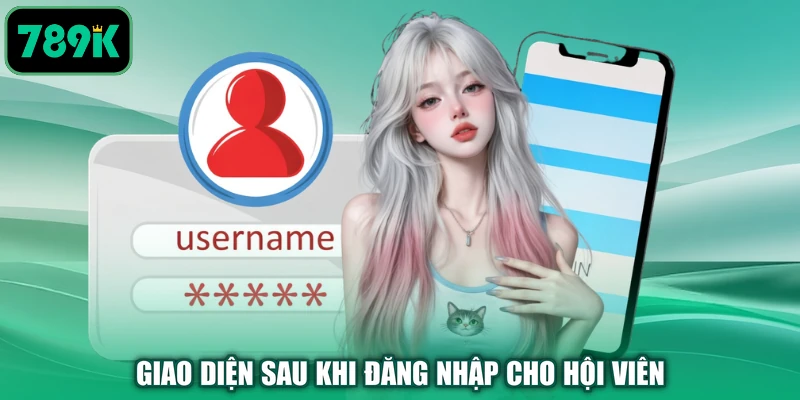 Giao diện sau khi đăng nhập cho hội viên